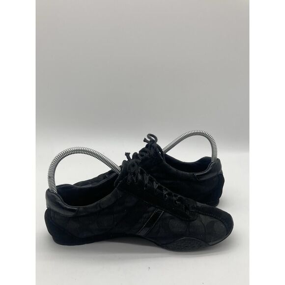 Womens Size 7 Coach Katelyn Signature Shoes Lace Up Black Q170 Athletic Sneakers - Picture 6 of 10